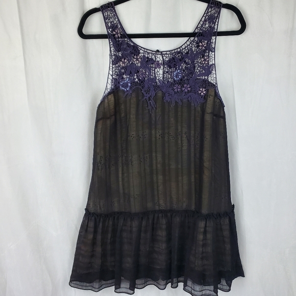 Free People Tops - Free people, XS, mini dress with crochet neckline